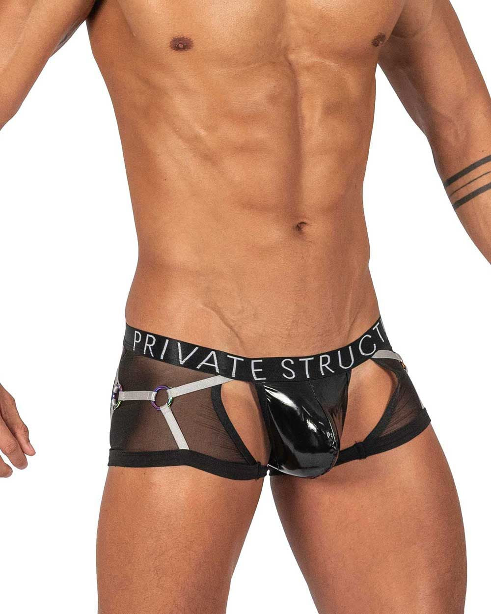 Private Structure LCUT4417 Alpha Low Waist Harness Badehose Farbe Schwarz
