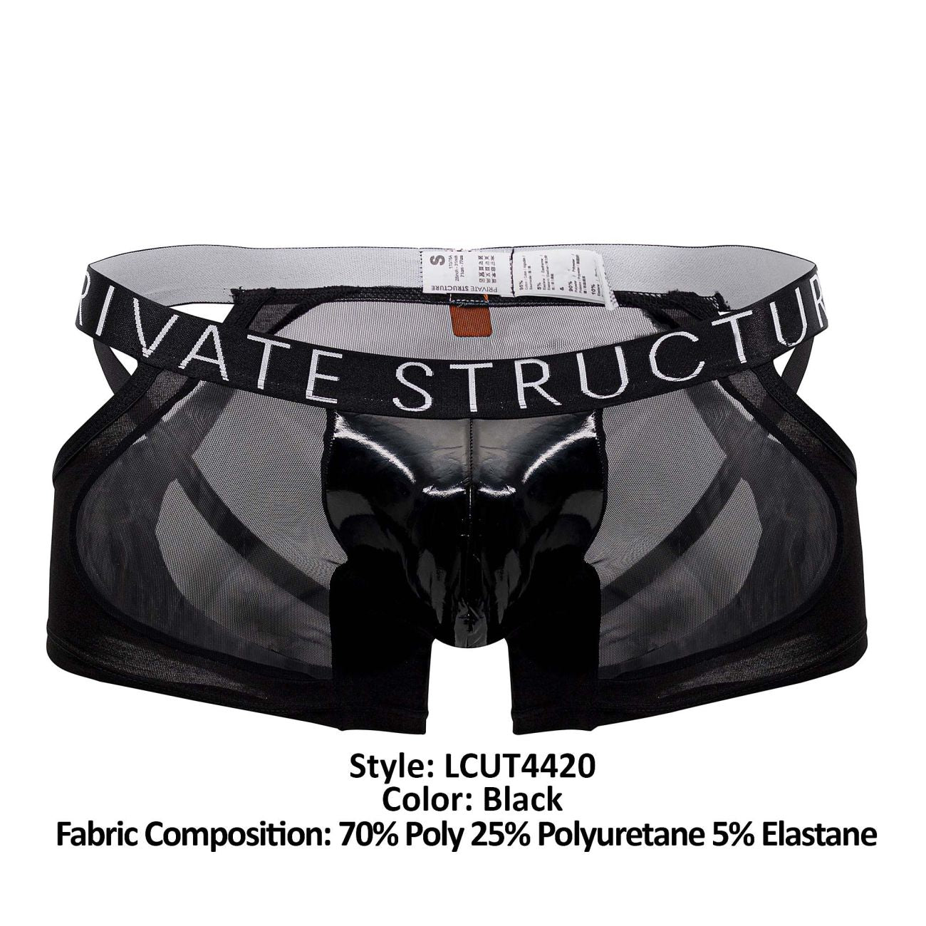 Private Structure LCUT4420 Alpha Low Waist Mesh Back Jockstrap Trunks Farbe Schwarz