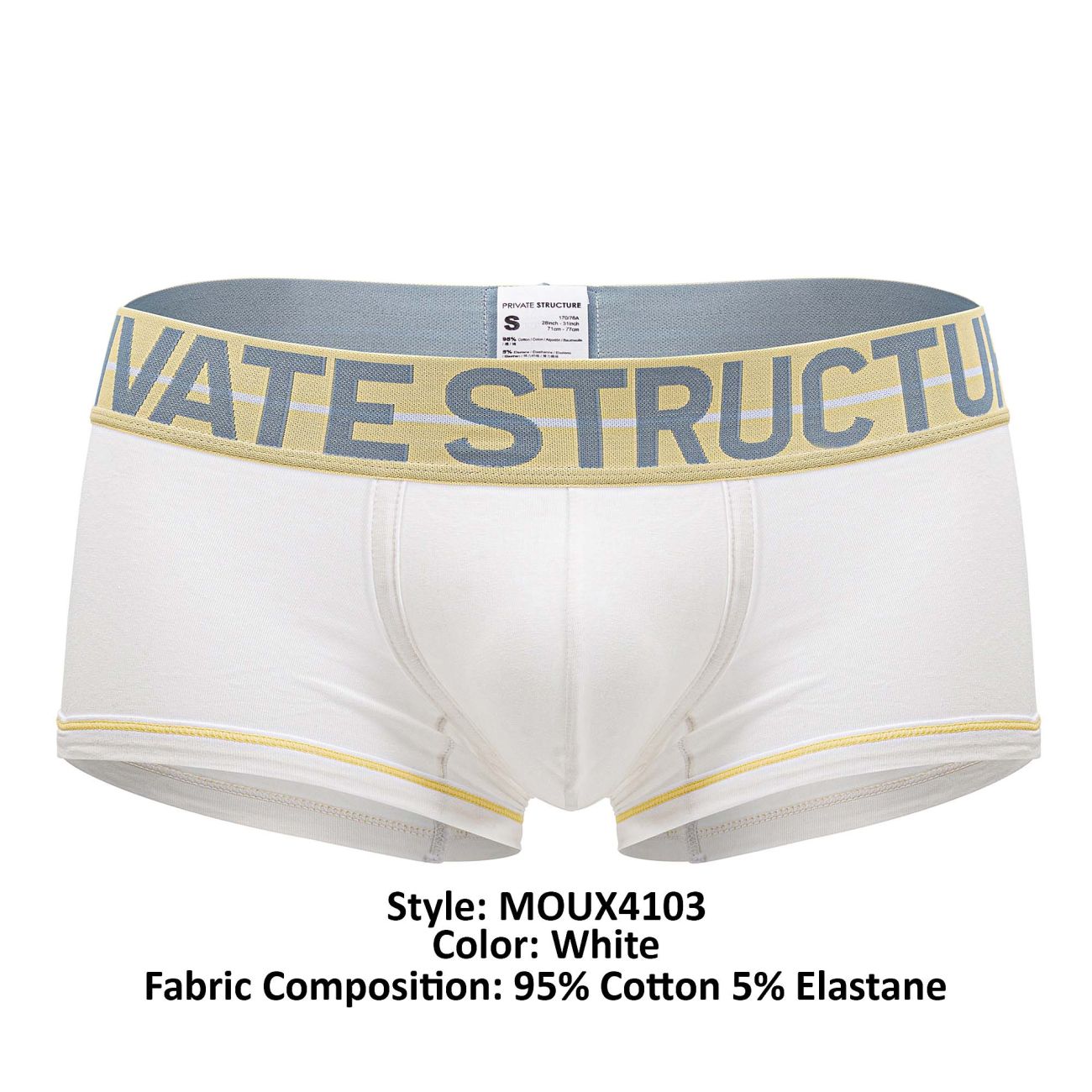 Structure privée MOUX4103 Mo Lite Mid Waist Boxer Couleur Blanc