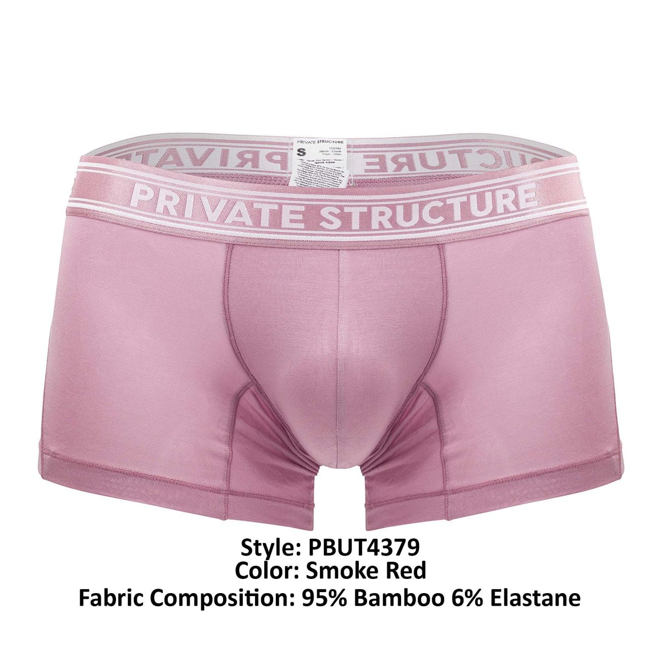Private Structure PBUT4379 Bamboo Mid Waist Trunks Color Smoke Red