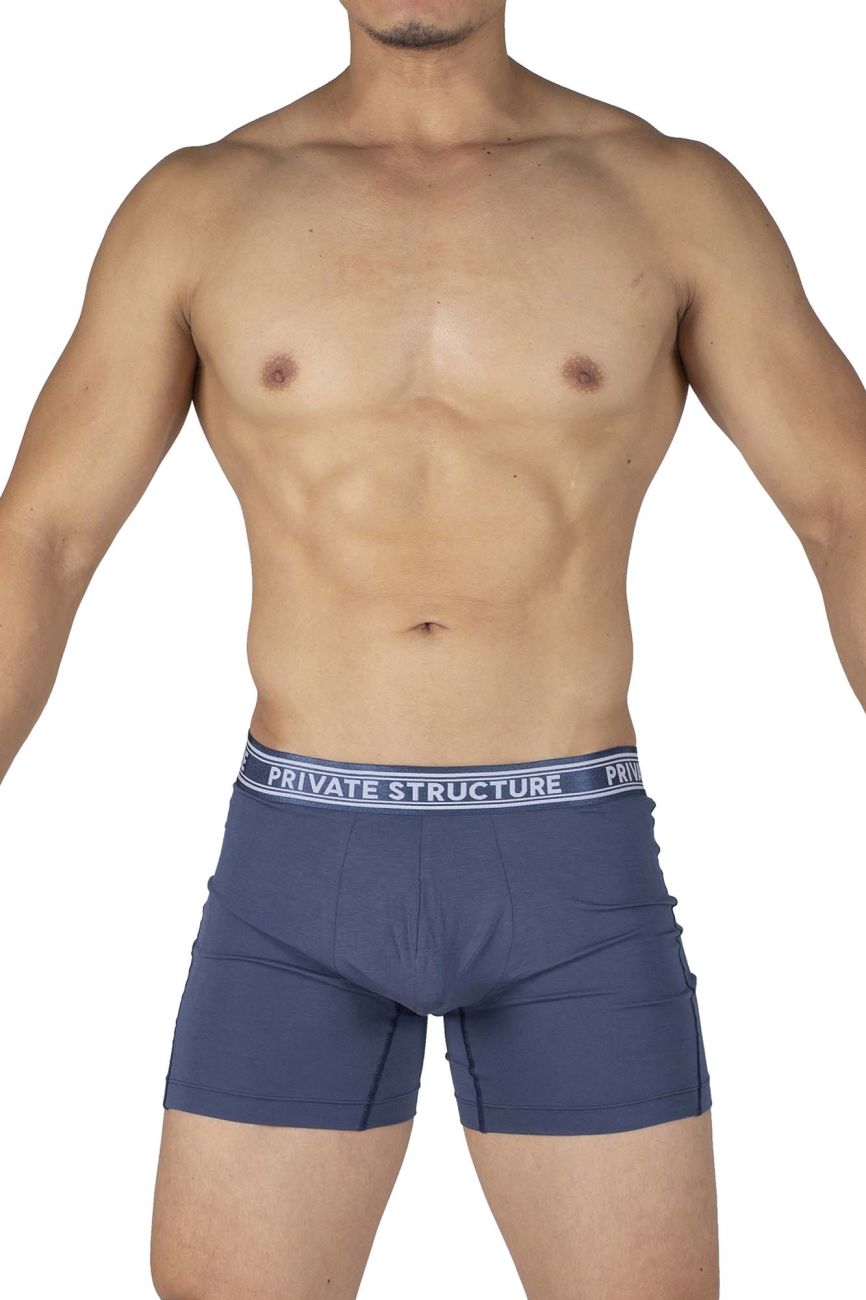 Private Structure PBUT4380 Bamboo Mid Waist Boxer Briefs Color Citadel Blue