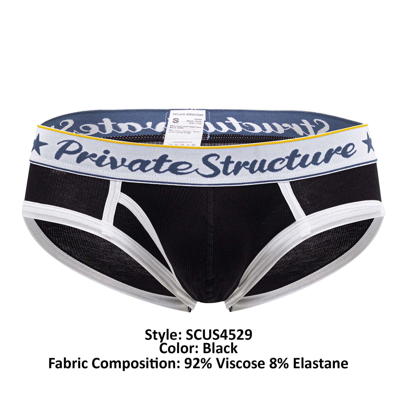 Private Structure SCUS4529 Klassischer Mini-Slip mit mittlerer Taille, Farbe Schwarz