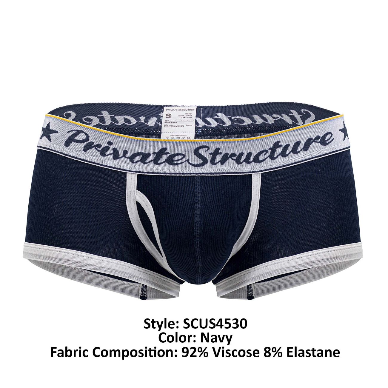 Private Structure SCUS4530 Klassische Badehose mit mittlerer Taille, Farbe: Marineblau