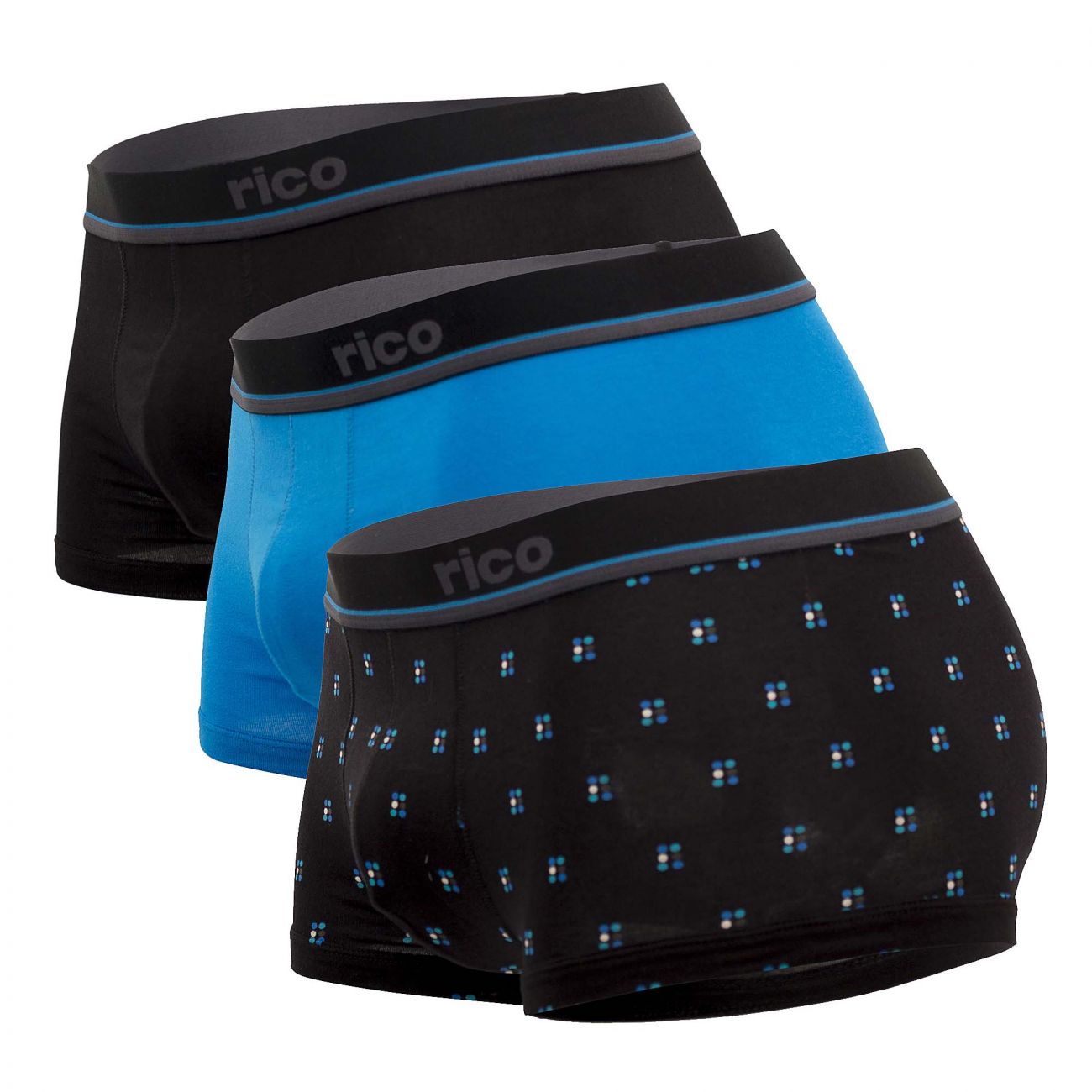 Rico 250109 3er-Pack Brazilian Trunks, Farbe Schwarz-Blau