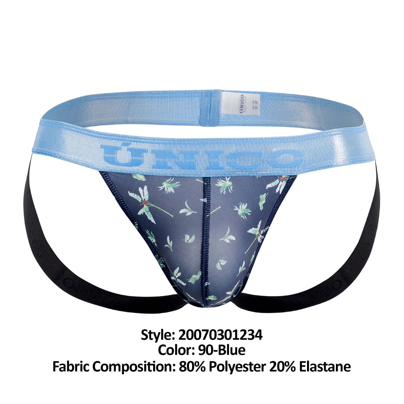 Unico 20070301234 Palm Tree Jockstrap Color 90-Blue