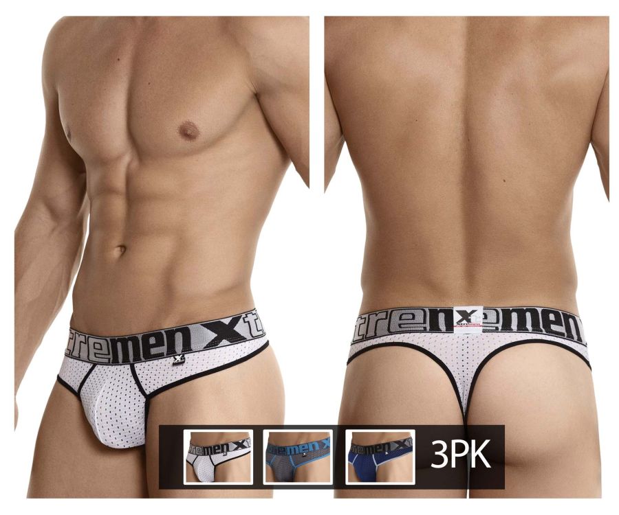 Xtremen 91036-3 3PK Tangas Farbe Weiß-Grau-Blau