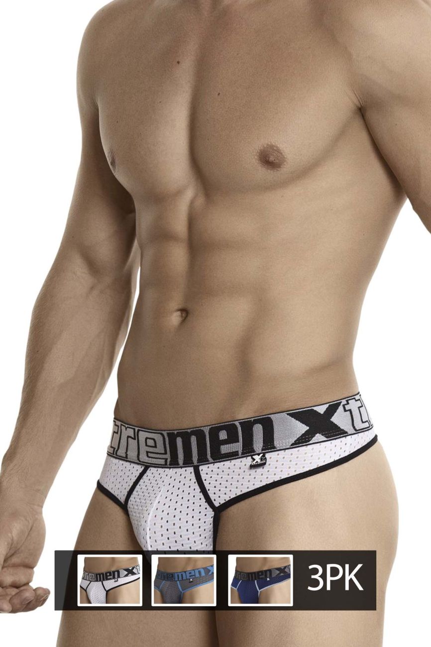 Xtremen 91036-3 3PK Tangas Farbe Weiß-Grau-Blau