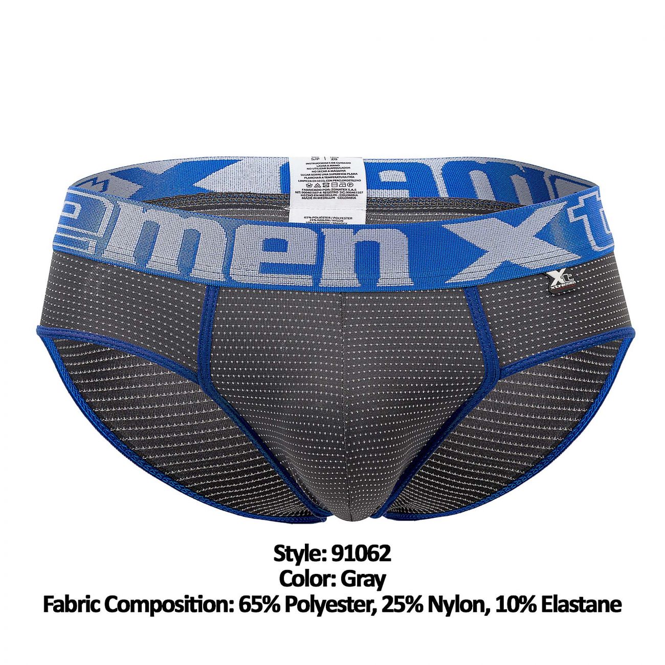 Slip de sport Xtremen 91062 avec passepoil, couleur gris