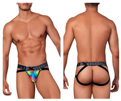 Jockstrap en microfibre imprimé Xtremen 91148 Couleur Rainbow Prism